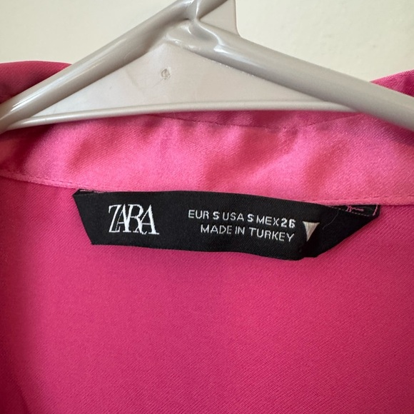 Zara Satin-Like Pink Long Sleeve Mini Dress - Picture 9 of 10